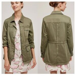 Anthropologie MARRAKECH Geneva Military Green Utility Parka Jacket Size XS